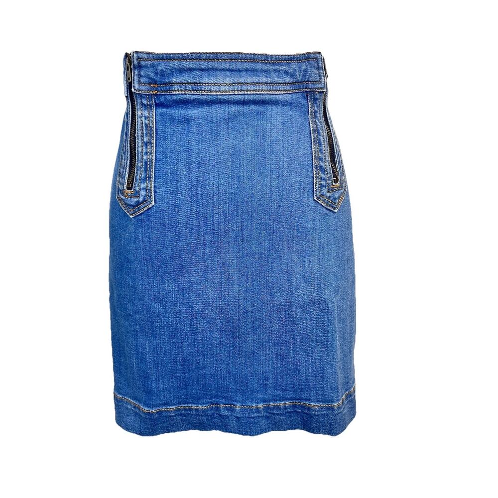 Pilcro and the Letterpress Anthropologie Denim Jean Skirt sz 12 Zippers Stretch